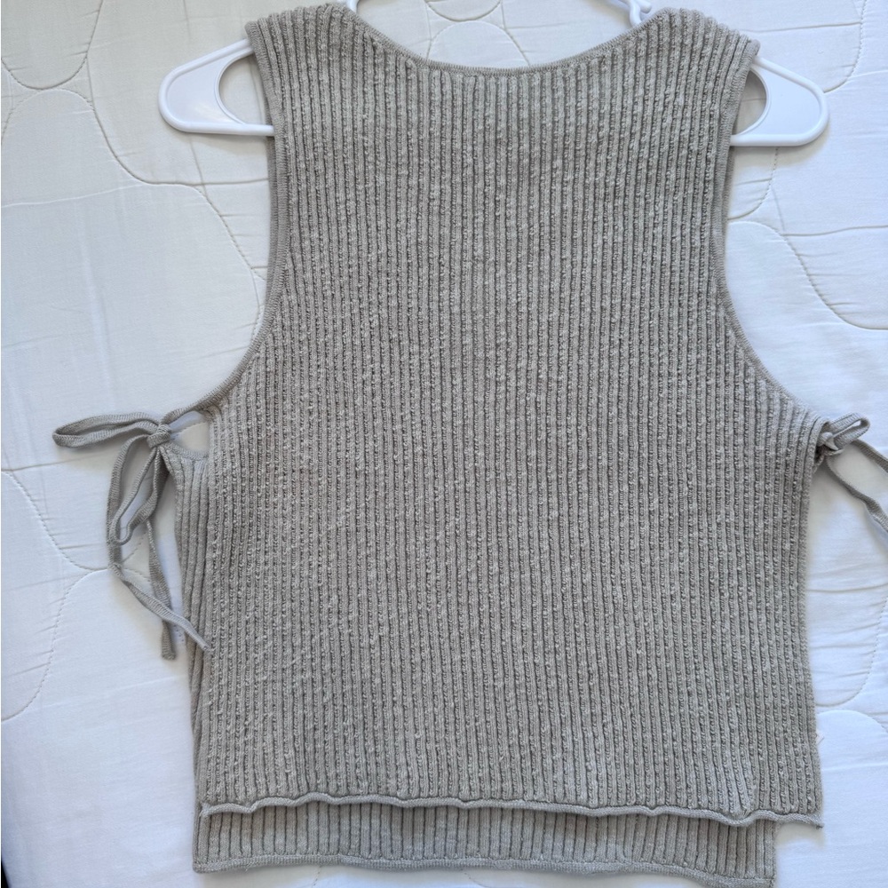 Free People Gray Ribbed Knit Top